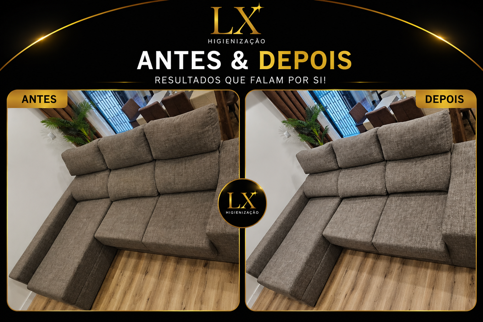 Antes e depois — Sofá em Tecido